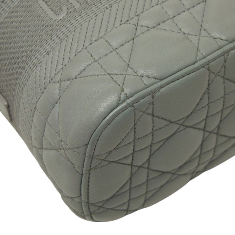 Dior Cannage Travel Small Vanity Shoulder Bag 2-Way Gray Leather — view 5
