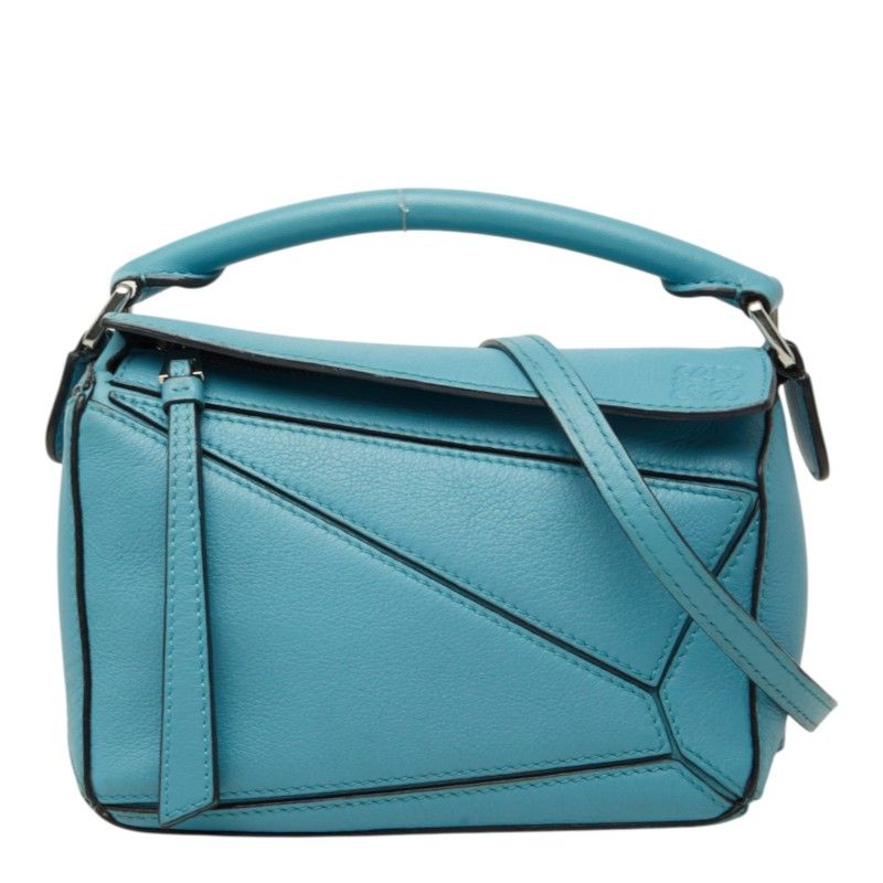 Loewe Puzzle Mini Crossbody Shoulder Bag 2-Way Light Blue Leather