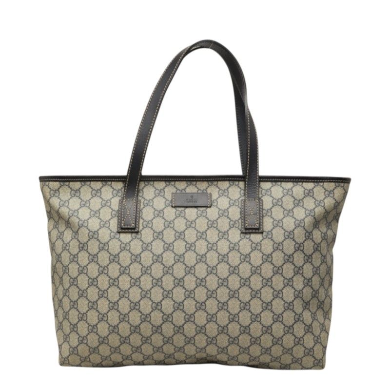 Gucci GG Supreme Tote Gray Leather