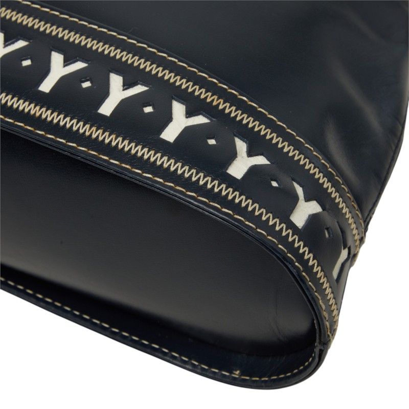 Saint Laurent Cutout 2-Way Shoulder Bag Navy Leather — view 4