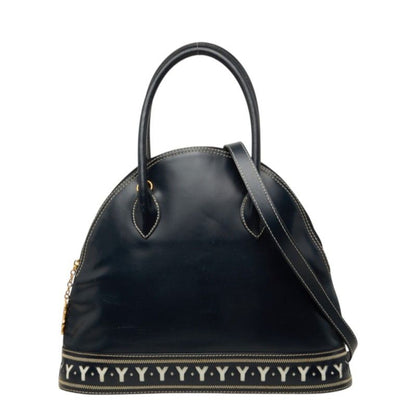 Saint Laurent Cutout 2-Way Shoulder Bag Navy Leather