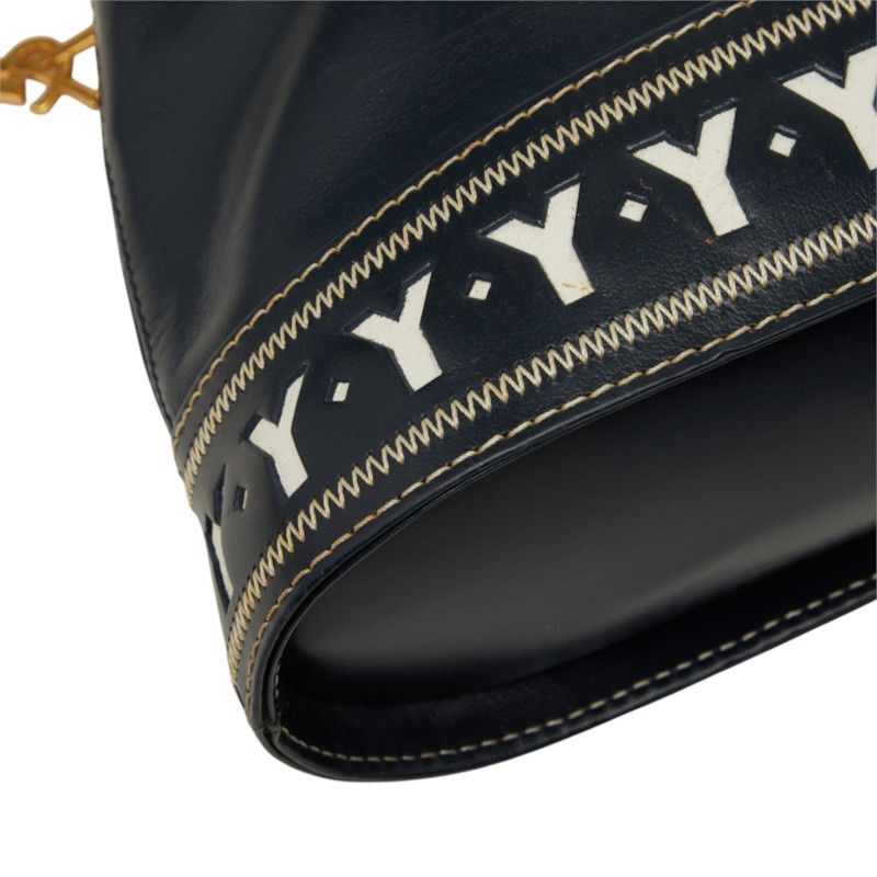 Saint Laurent Cutout 2-Way Shoulder Bag Navy Leather — view 5