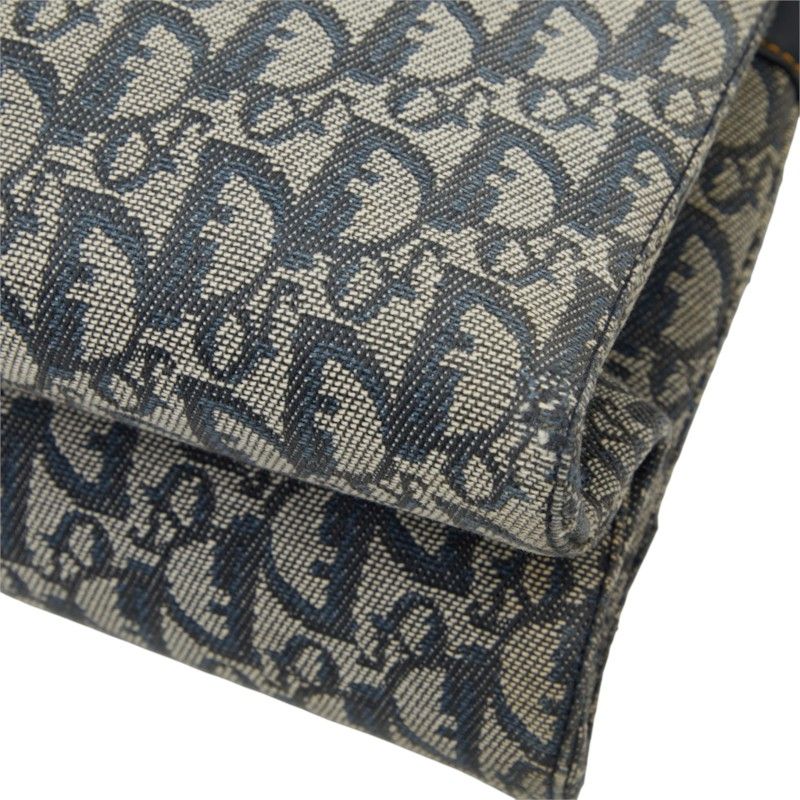 Dior Oblique Trotter Pants Motif Handbag Navy Leather Jacquard — view 6