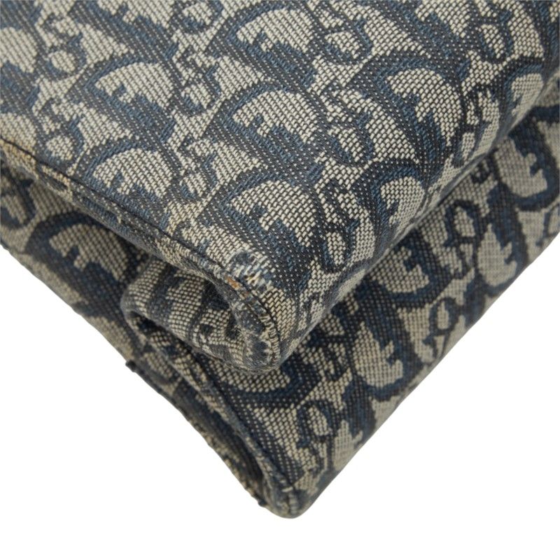 Dior Oblique Trotter Pants Motif Handbag Navy Leather Jacquard — view 7
