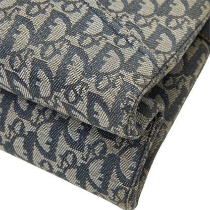Dior Oblique Trotter Pants Motif Handbag Navy Leather Jacquard — view 4