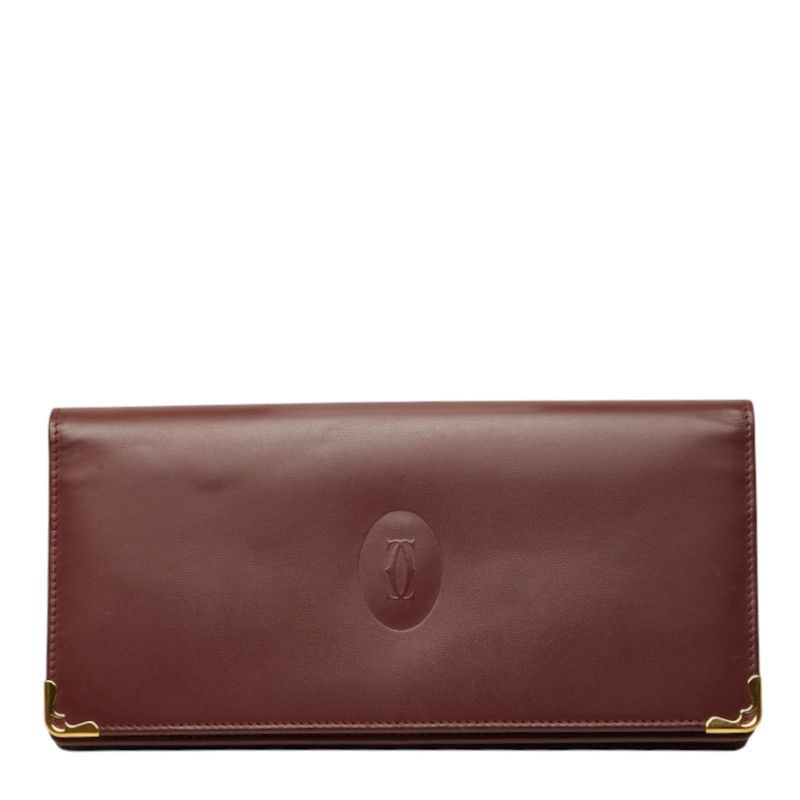 Cartier Must Line Wallet Bordeaux Wine Red Leather