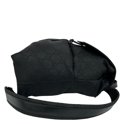 Gucci GG Logo Pattern Nylon Leather Drawstring Backpack Black — view 6
