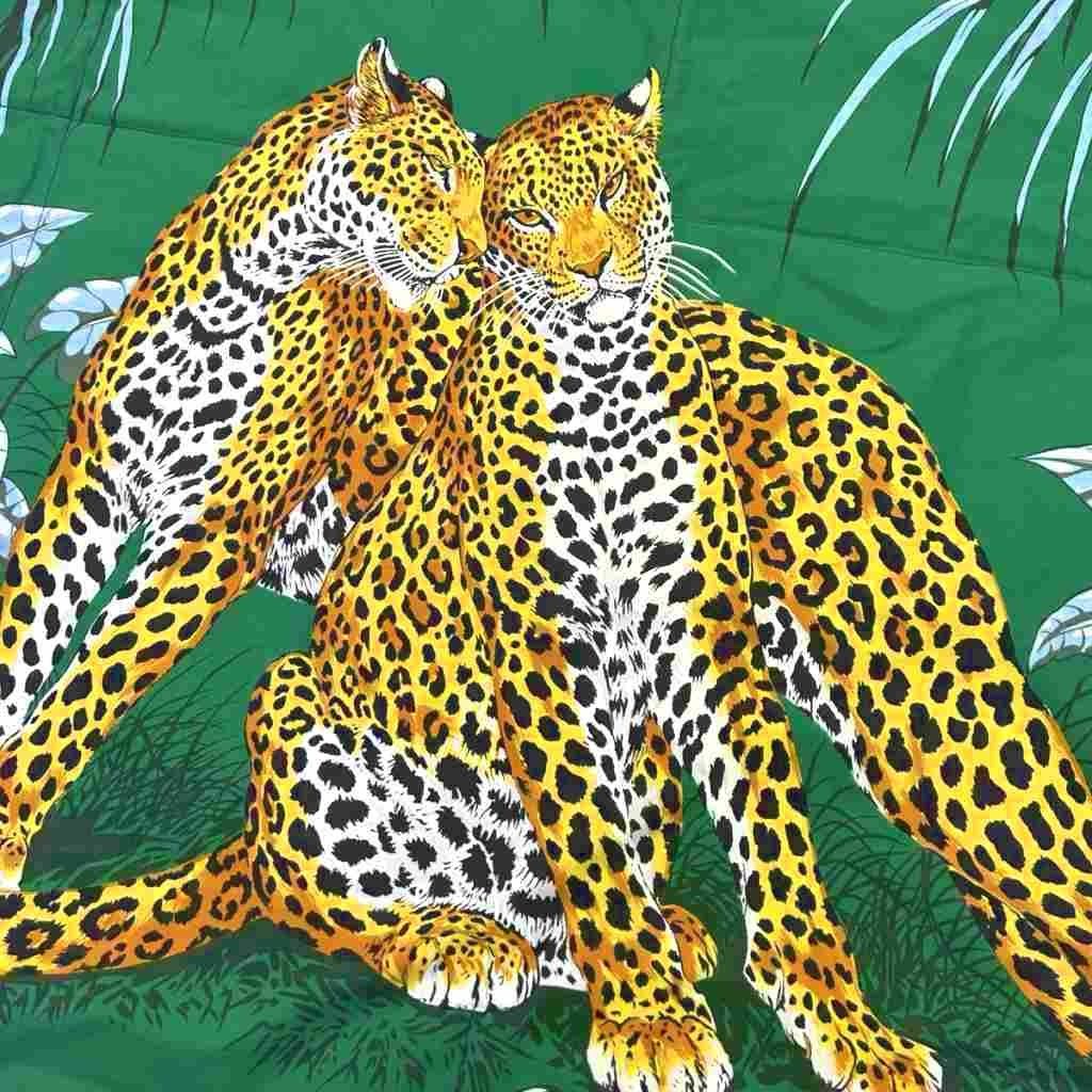 Hermes Jungle Love Rug Sheet Mat Leopard Print Animal Large Multicolor — view 3