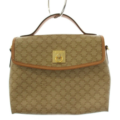 Celine Macadam Handbag Canvas Beige