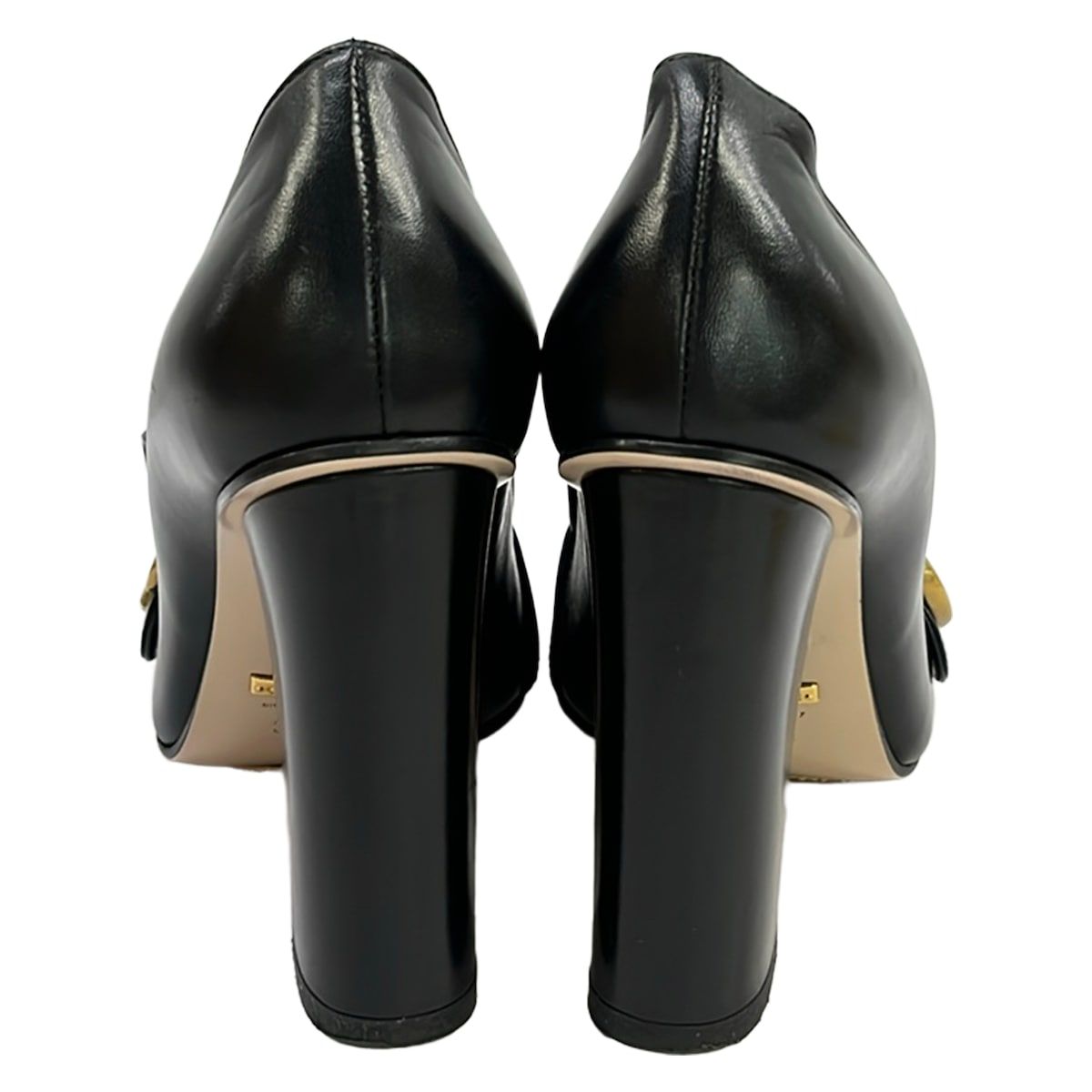 Gucci Pumps Black Double G Fringe Leather Heels — view 3