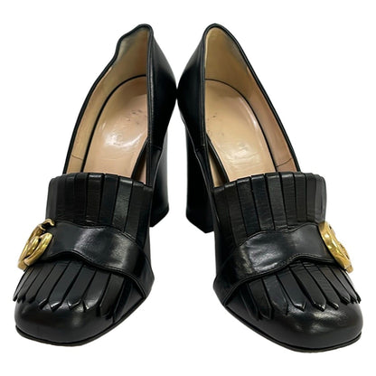 Gucci Pumps Black Double G Fringe Leather Heels — view 2