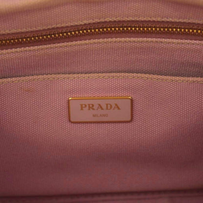 Prada Canapa 2-Way Tote Shoulder Bag Canvas Logo Print Pink — view 8