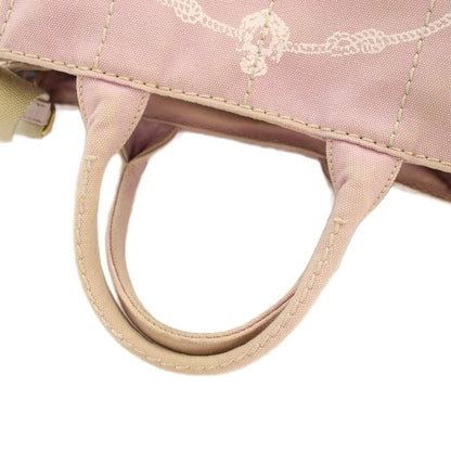 Prada Canapa 2-Way Tote Shoulder Bag Canvas Logo Print Pink — view 5