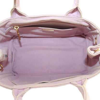 Prada Canapa 2-Way Tote Shoulder Bag Canvas Logo Print Pink — view 6
