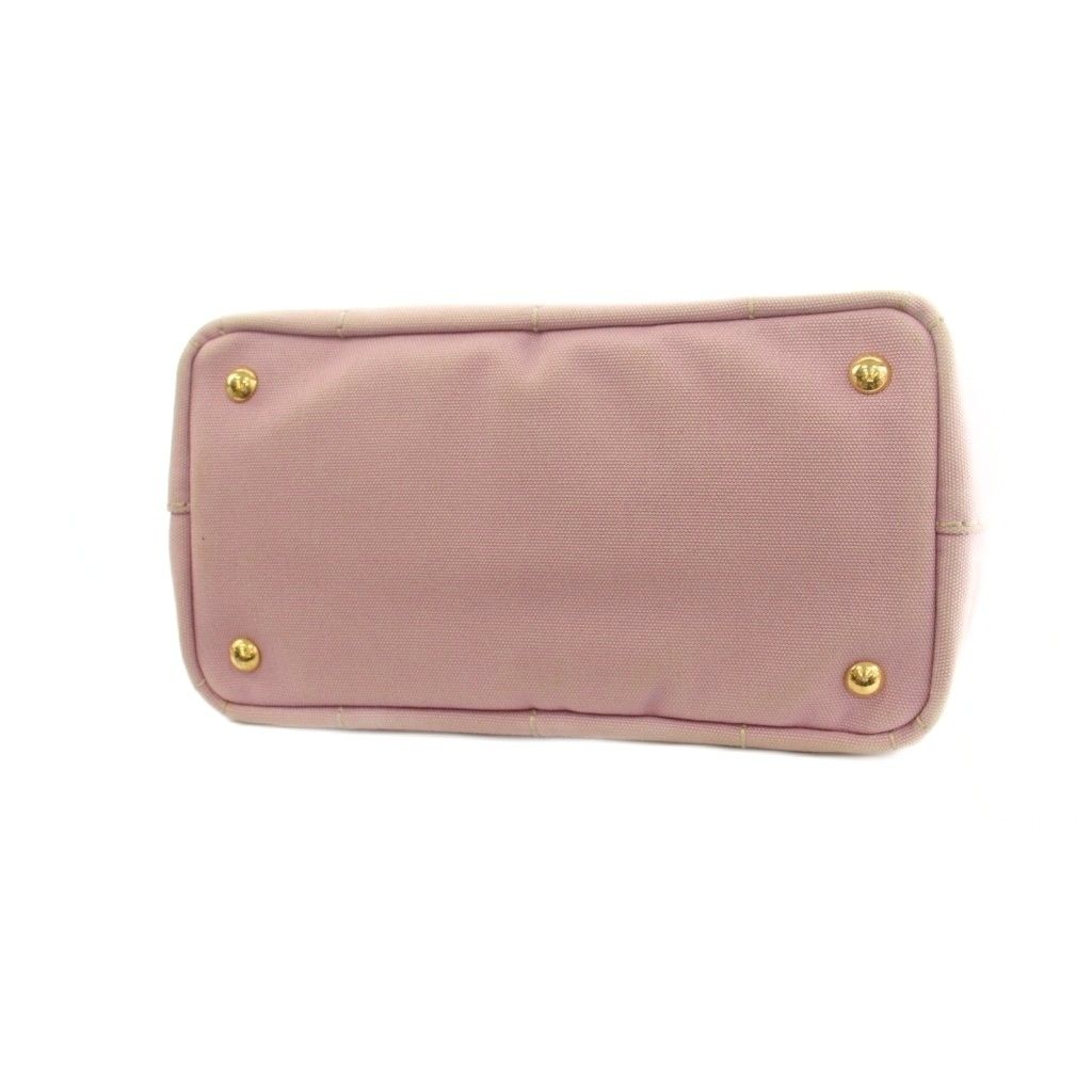 Prada Canapa 2-Way Tote Shoulder Bag Canvas Logo Print Pink — view 4
