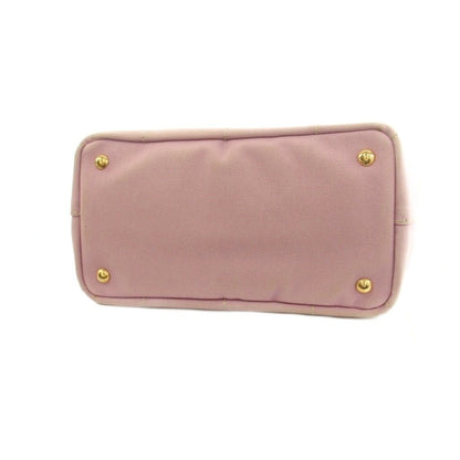 Prada Canapa 2-Way Tote Shoulder Bag Canvas Logo Print Pink — view 4