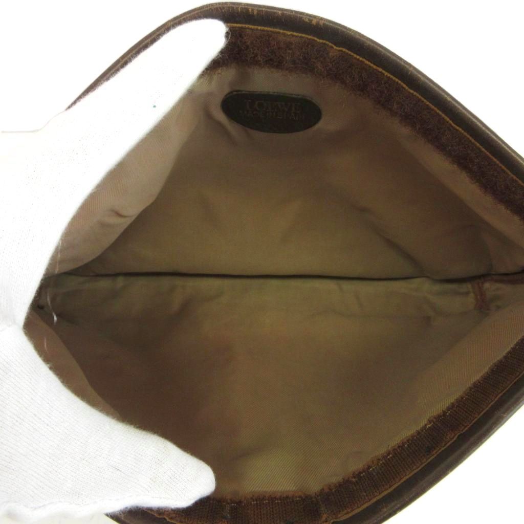 Loewe Vintage Clutch Suede Leather Anagram Embossed Brown — view 3