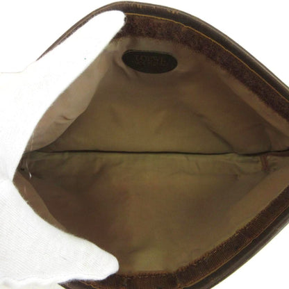 Loewe Vintage Clutch Suede Leather Anagram Embossed Brown — view 3