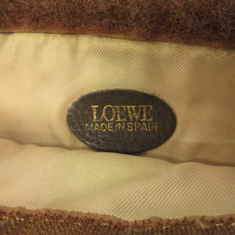 Loewe Vintage Clutch Suede Leather Anagram Embossed Brown — view 4