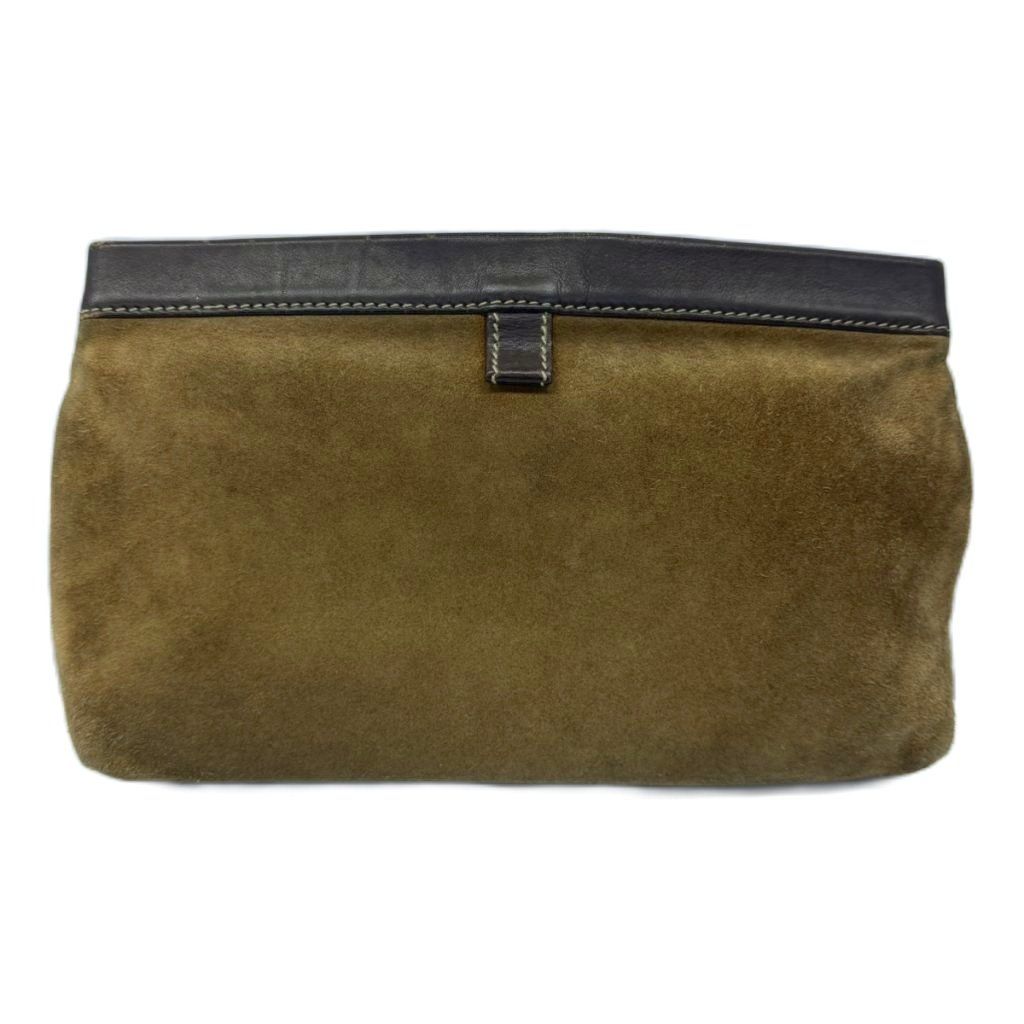 Loewe Vintage Clutch Suede Leather Anagram Embossed Brown — view 2