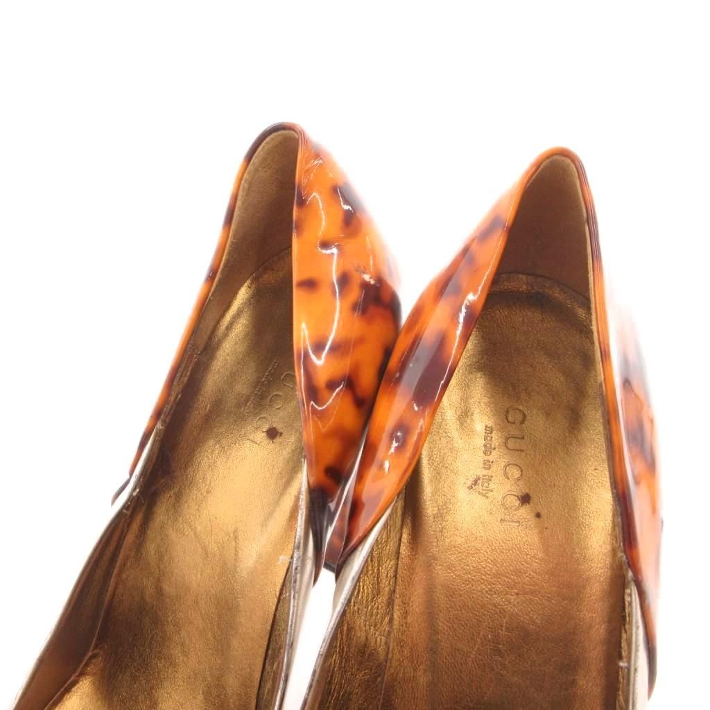 Gucci Pumps Open Toe All Over Print Chunky Heel Brown — view 8