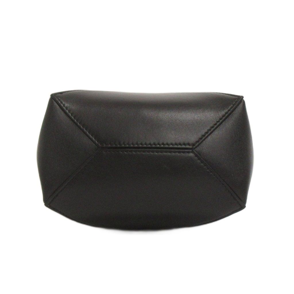 Loewe Puzzle Fold Mini Tote Shoulder 2-Way Logo Shiny Calfskin Black — view 4