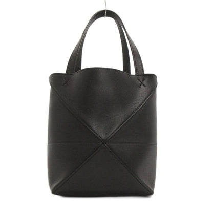Loewe Puzzle Fold Mini Tote Shoulder 2-Way Logo Shiny Calfskin Black — view 3