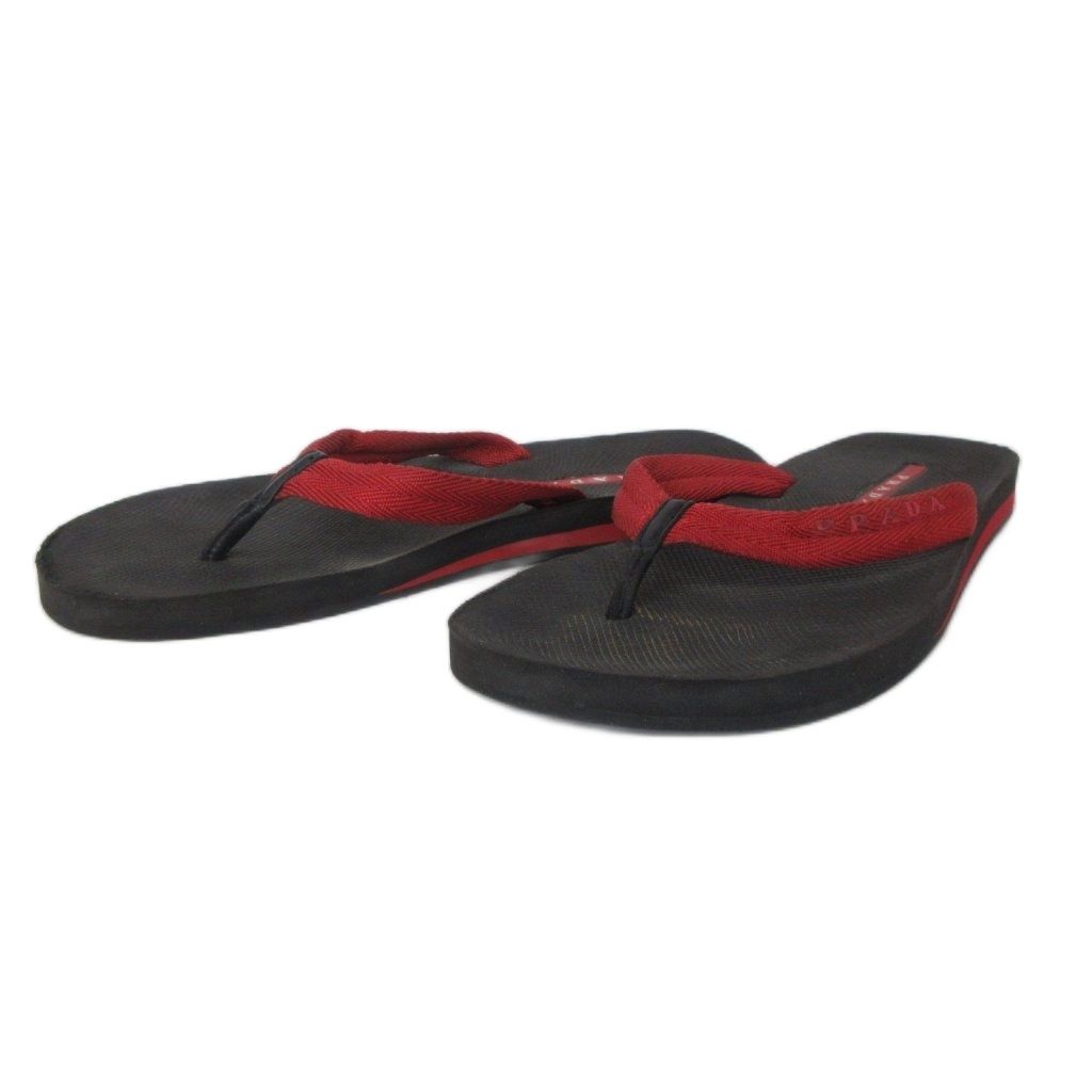 Prada Sport Beach Sandals Logo Strap Red Black