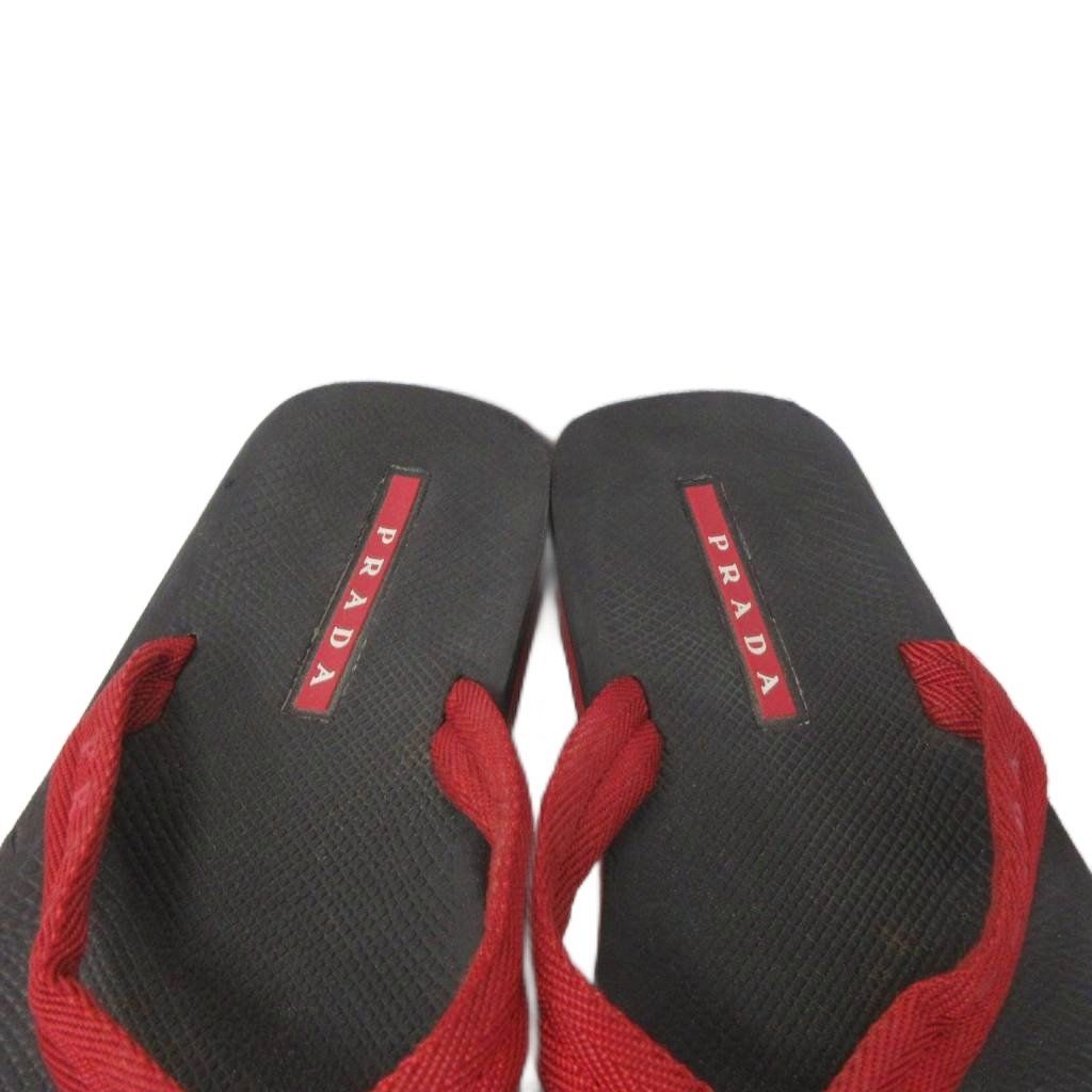 Prada Sport Beach Sandals Logo Strap Red Black — view 6