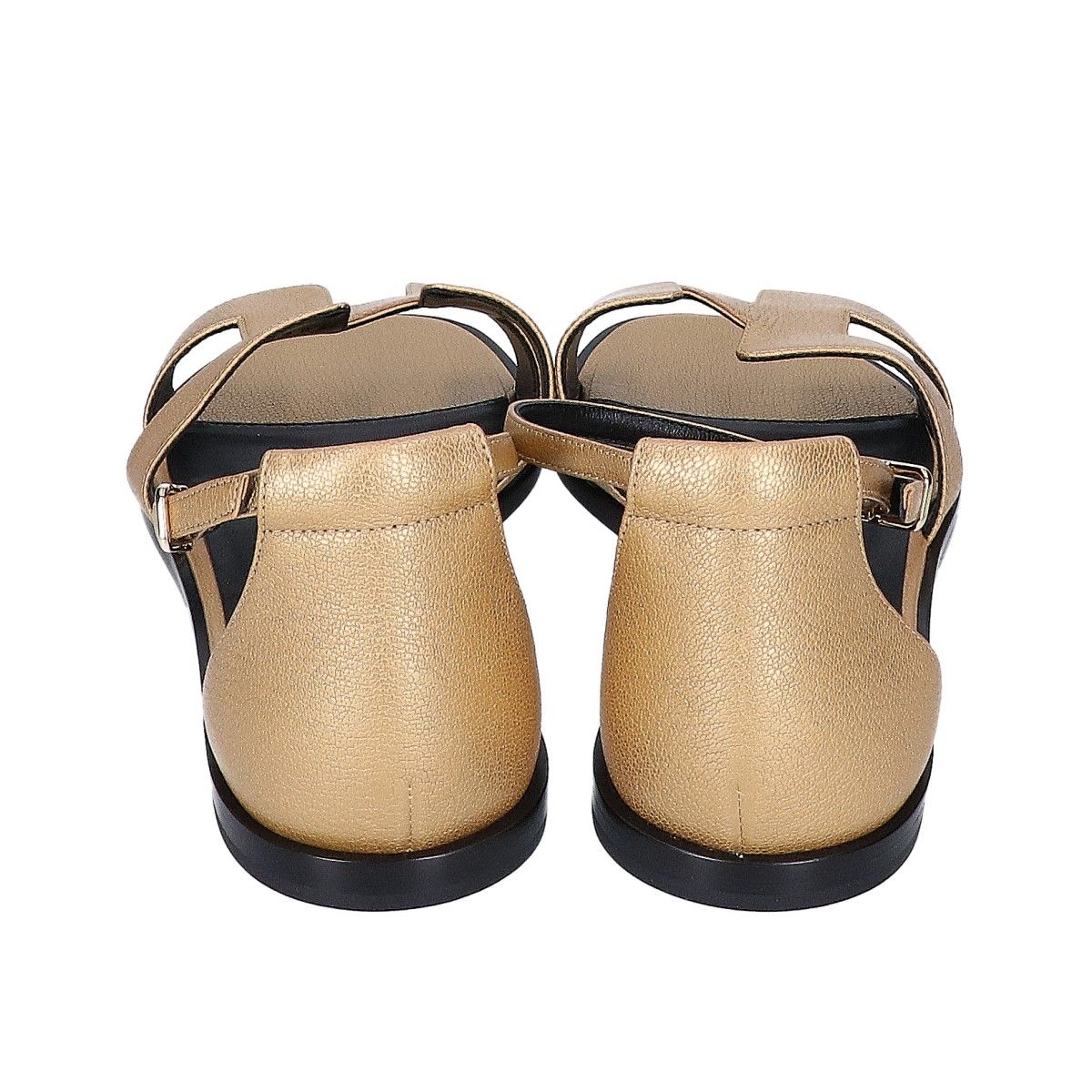 Hermes Gold Santorini Leather Sandals — view 3