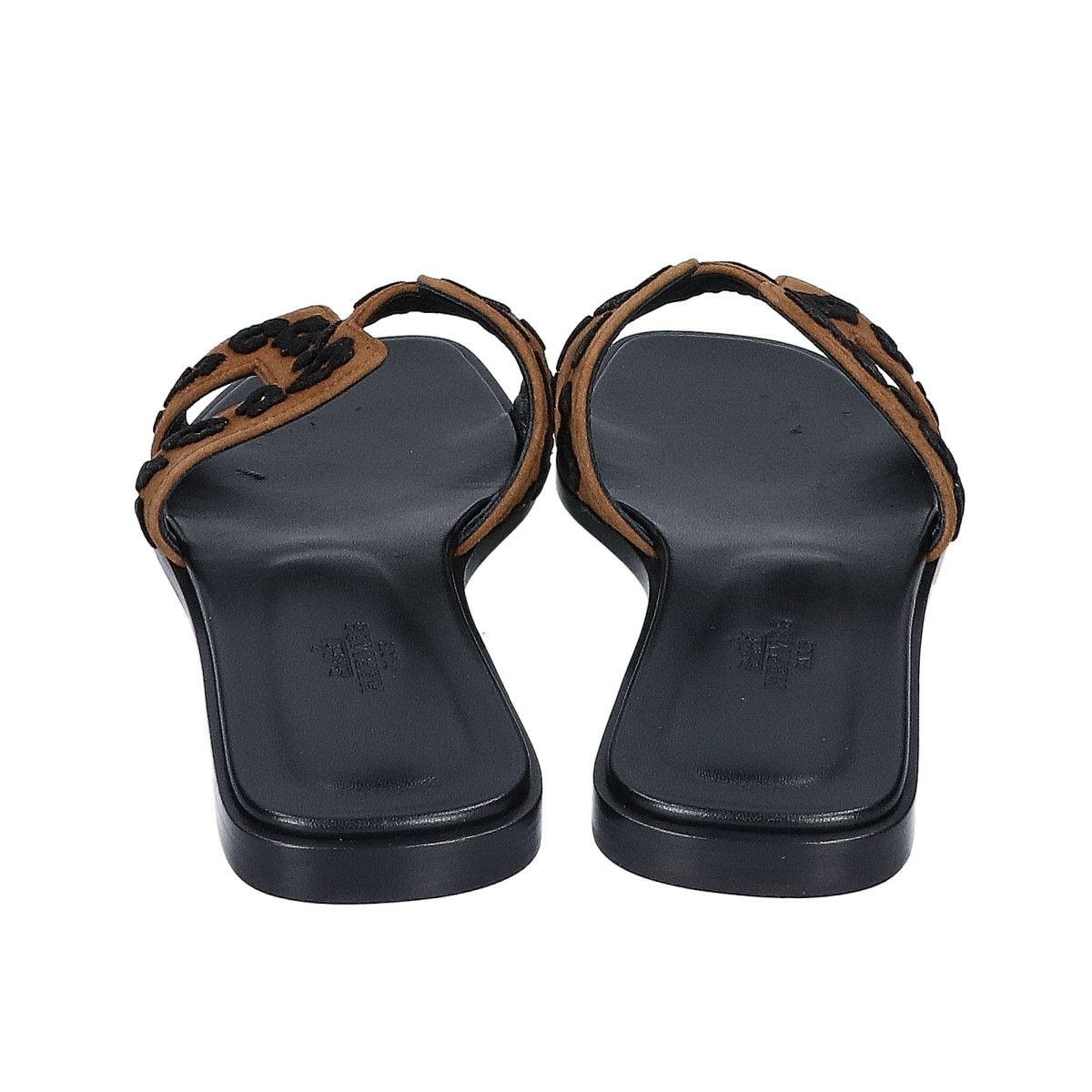 Hermes Leopard Blanc Fume Oran Leather Sandals — view 3