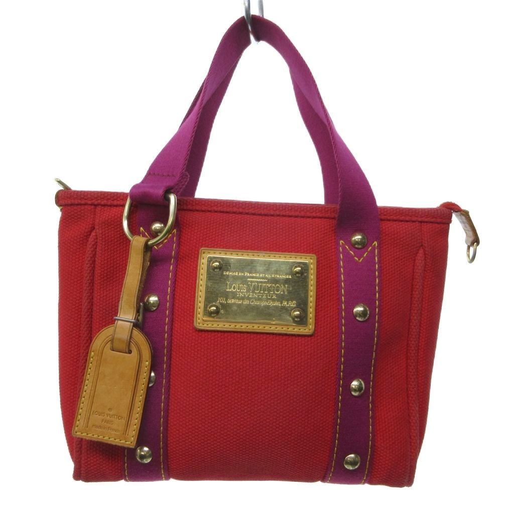 Louis Vuitton Handbag Antigua Cabas PM Logo Plate Zip Closure