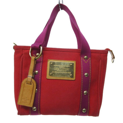 Louis Vuitton Handbag Antigua Cabas PM Logo Plate Zip Closure