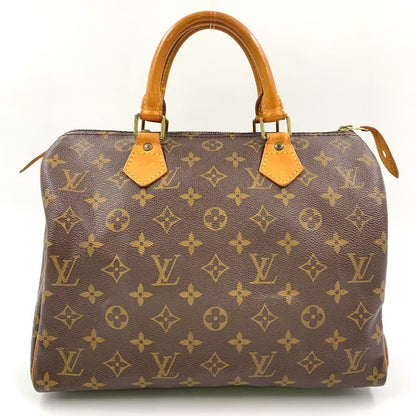 Louis Vuitton Speedy 30 Monogram Leather Brown Handbag Gold