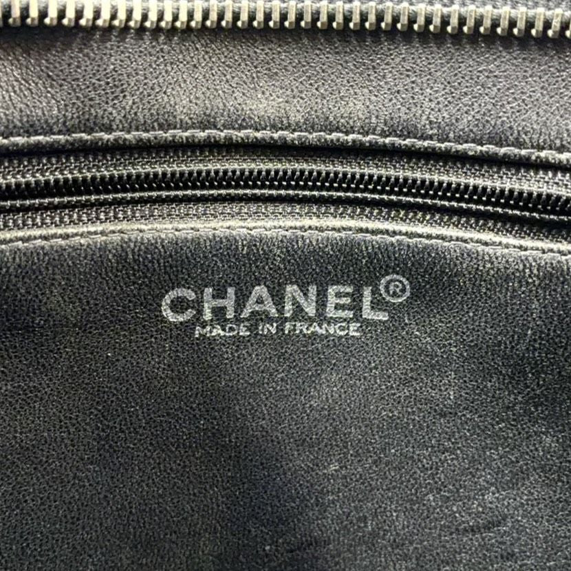 Chanel Lambskin Quilted Reprint Leather Black Tote Silver — view 4