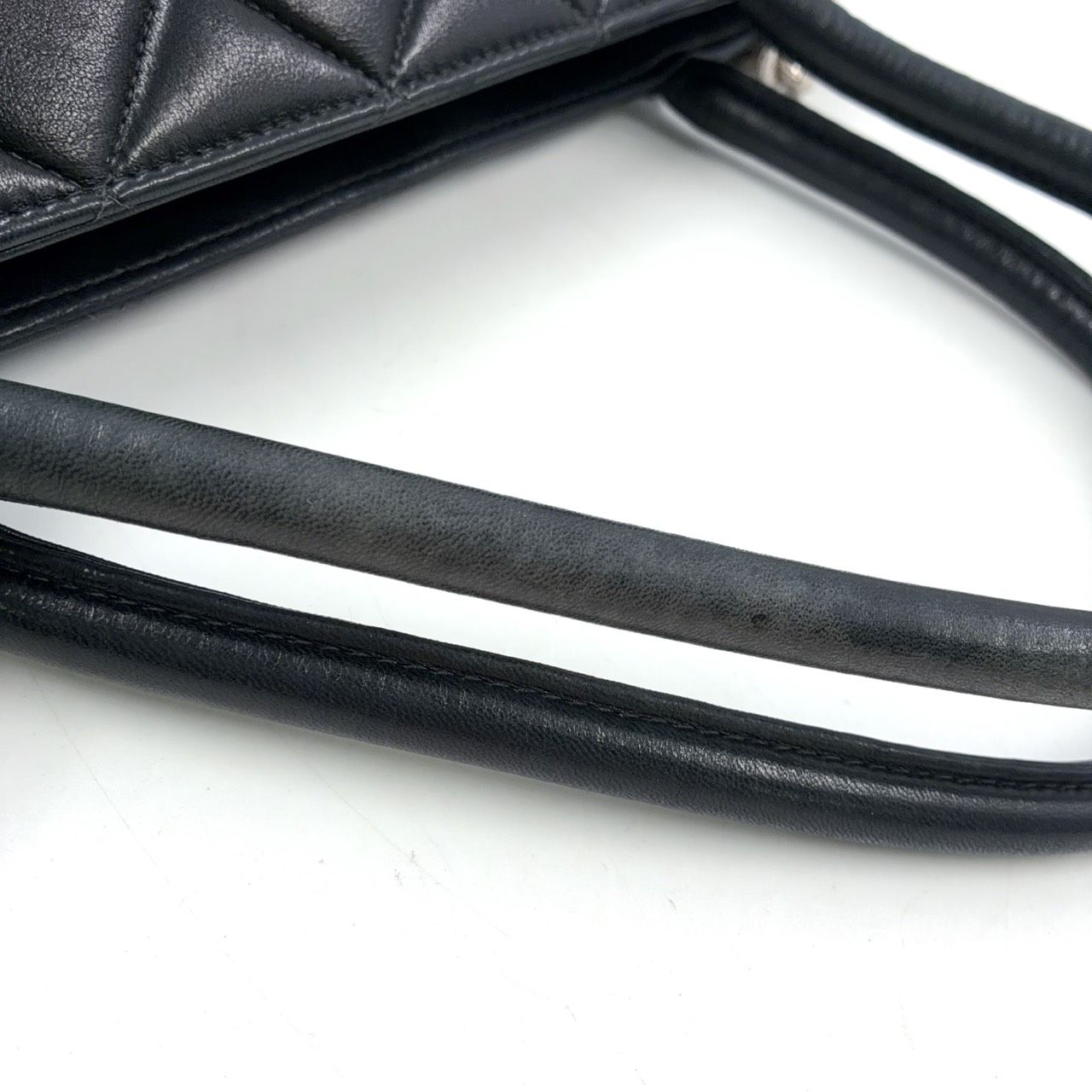 Chanel Lambskin Quilted Reprint Leather Black Tote Silver — view 7