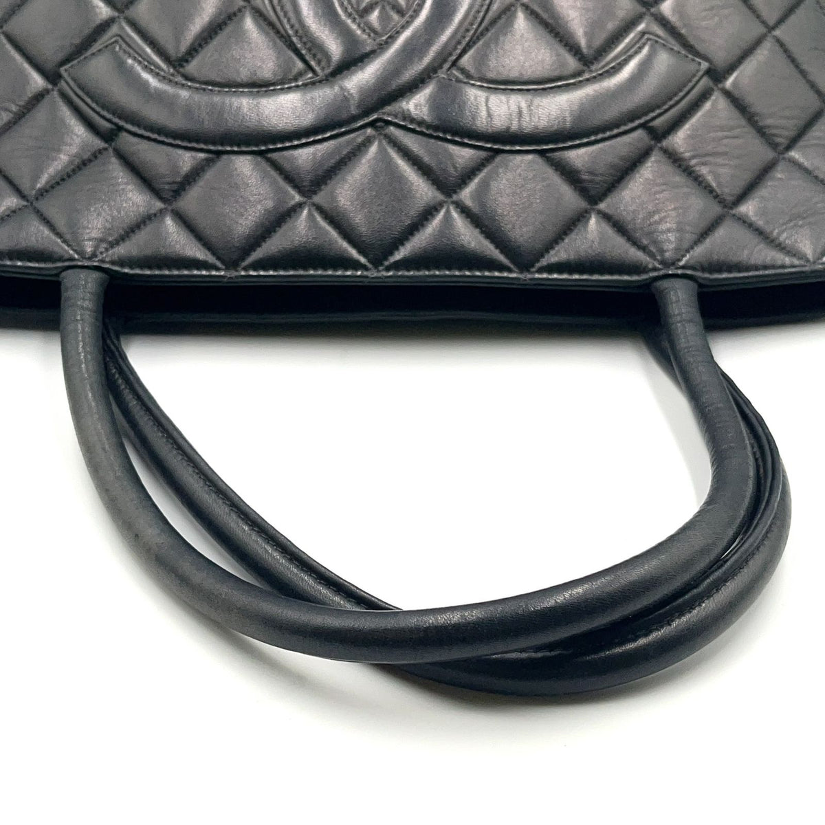 Chanel Lambskin Quilted Reprint Leather Black Tote Silver — view 5