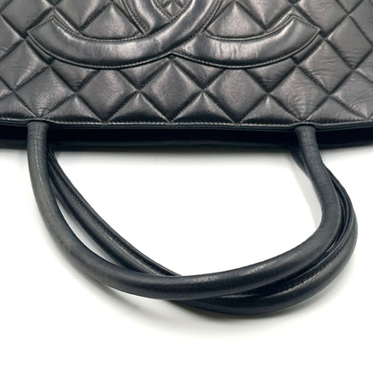 Chanel Lambskin Quilted Reprint Leather Black Tote Silver — view 5