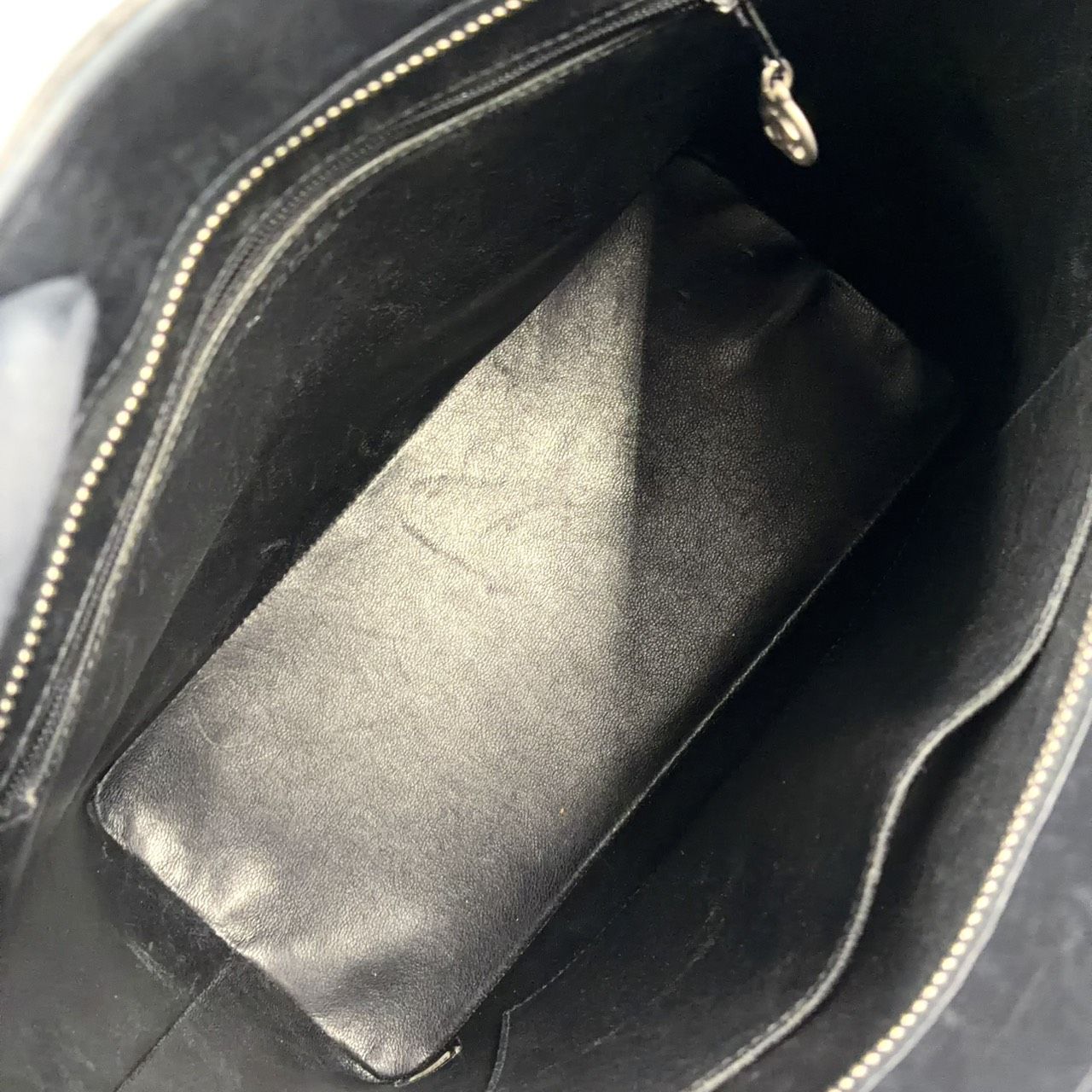 Chanel Lambskin Quilted Reprint Leather Black Tote Silver — view 3