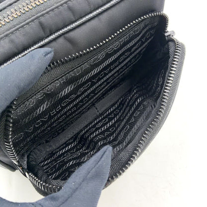 Prada Re-Nylon Saffiano Leather Nylon Black Shoulder Bag Silver — view 5