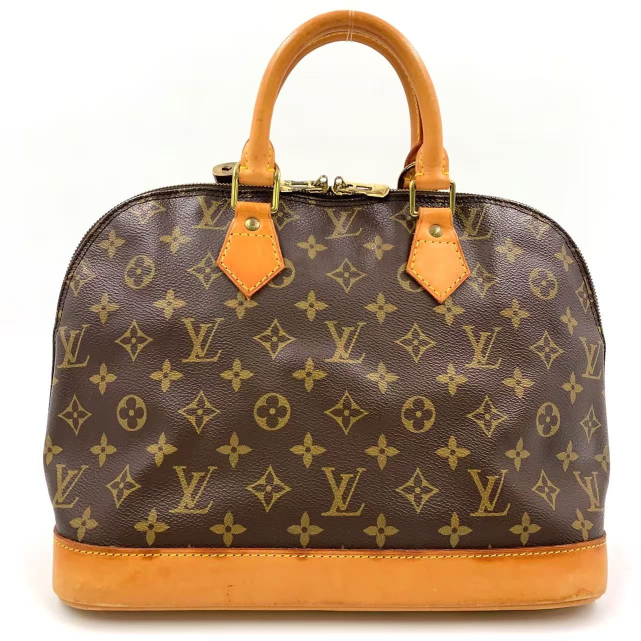 Louis Vuitton Alma PM Monogram Leather Brown Handbag Gold