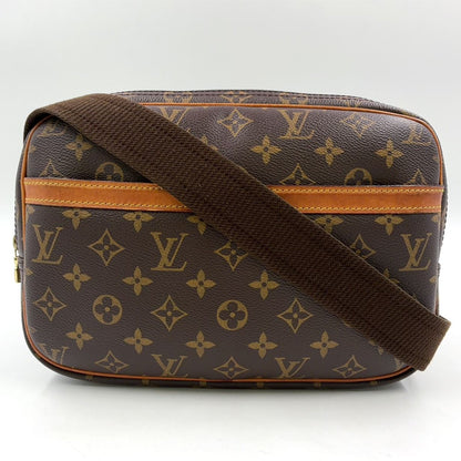 Louis Vuitton Reporter PM Monogram Brown Shoulder Bag Gold