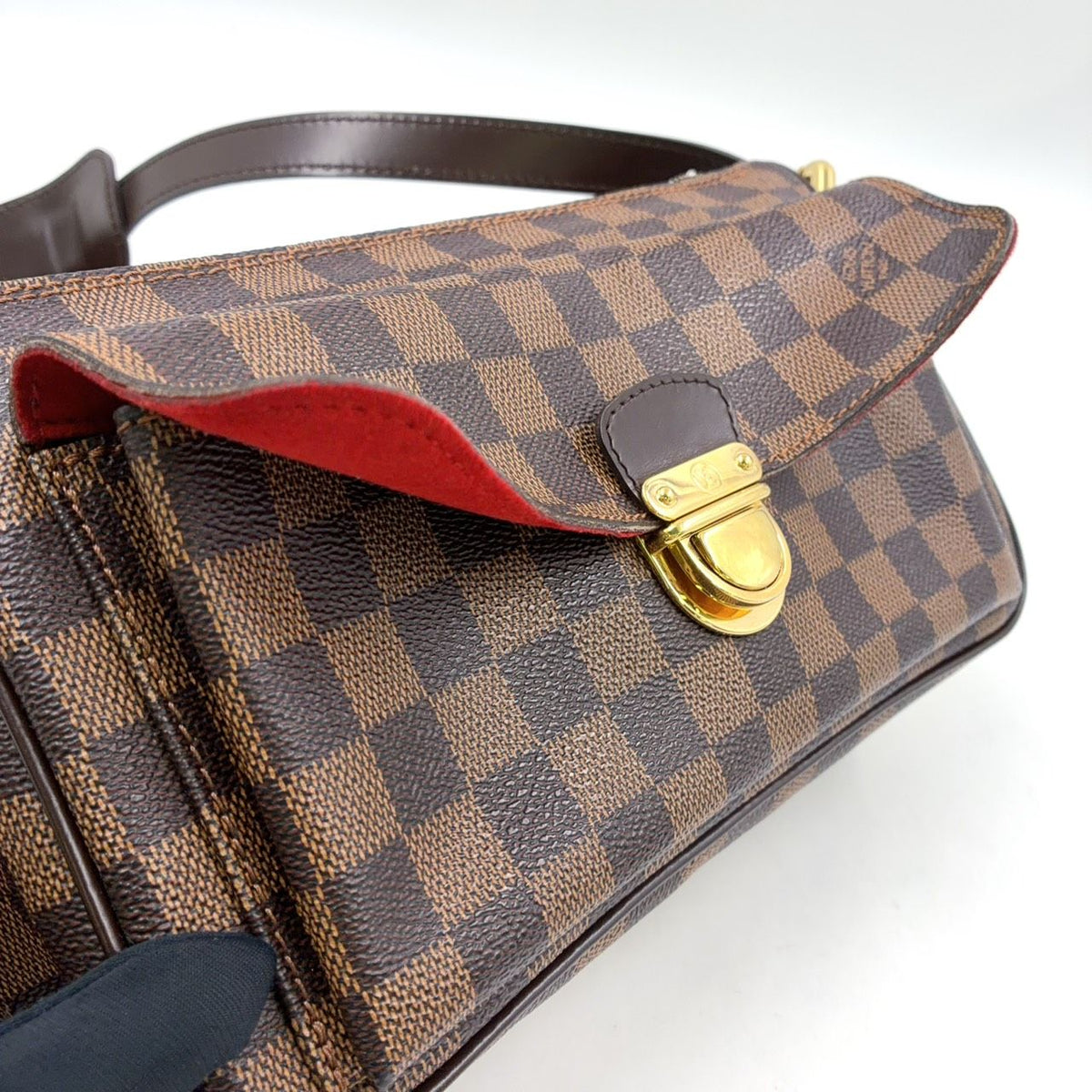 Louis Vuitton Ravello GM Damier Ebene Leather Brown Shoulder Bag Gold — view 7