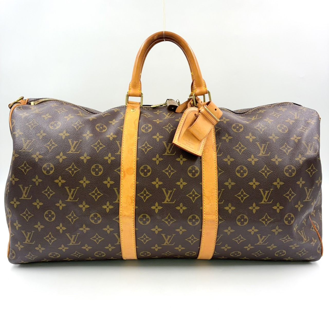 Louis Vuitton Keepall Bandouliere 55 Monogram Leather Brown Boston Bag Gold