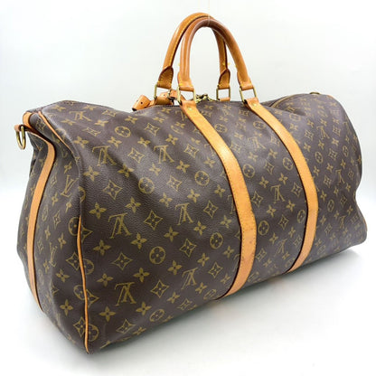 Louis Vuitton Keepall Bandouliere 55 Monogram Leather Brown Boston Bag Gold — view 2