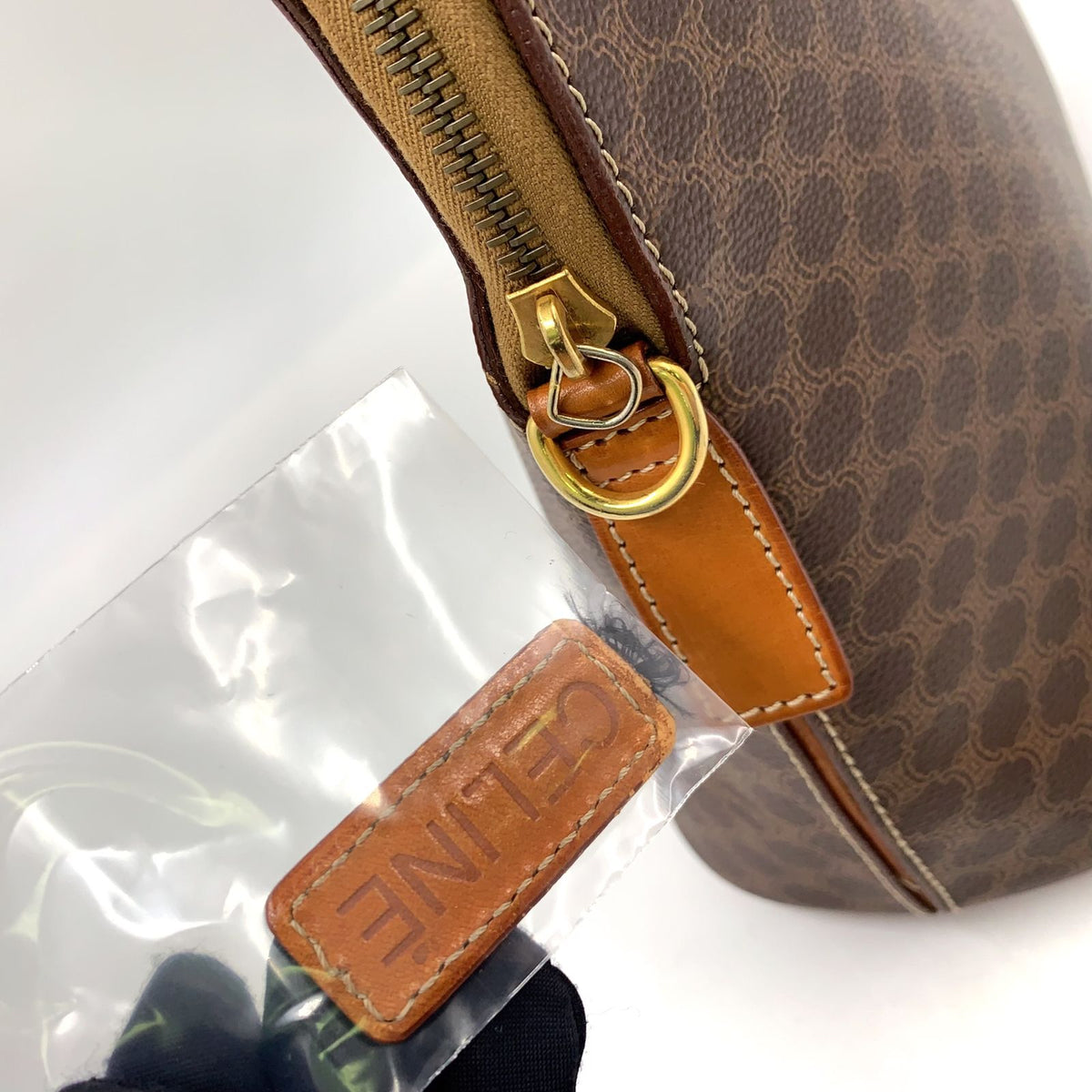 Celine Macadam Triomphe Dome Shape Leather Brown Handbag Gold — view 8