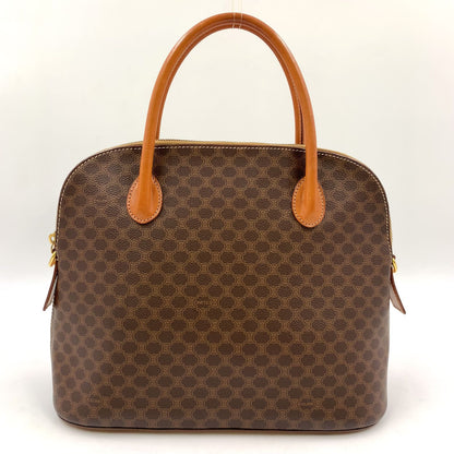 Celine Macadam Triomphe Dome Shape Leather Brown Handbag Gold
