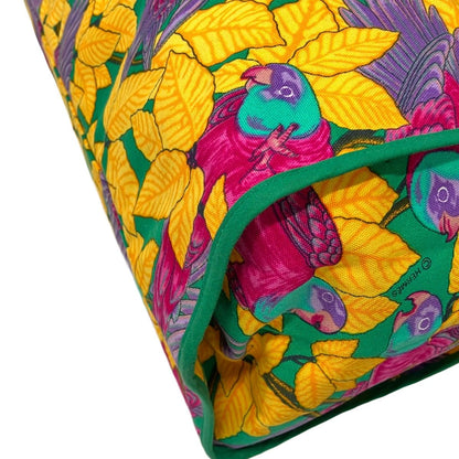 Hermes Tote Orange Green Multi Botanical Pattern Cotton — view 6