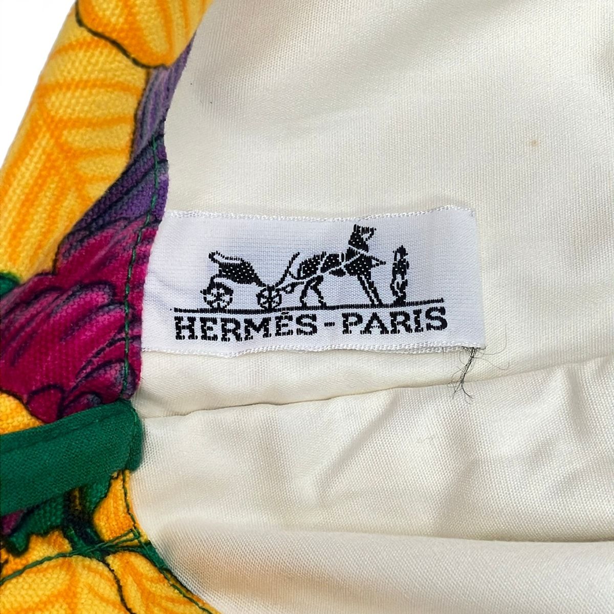 Hermes Tote Orange Green Multi Botanical Pattern Cotton — view 8