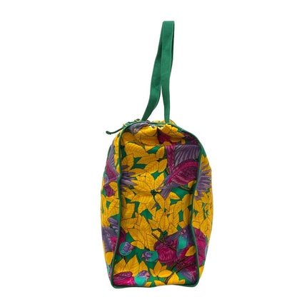 Hermes Tote Orange Green Multi Botanical Pattern Cotton — view 4